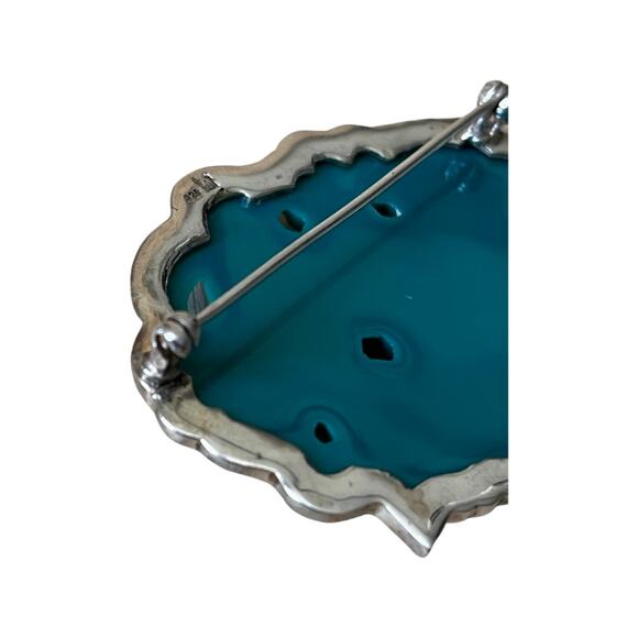 Sterling Silver Carved Lucite Bird Brooch, Vintage Tropical Bird Pin Hallmarked - Picture 5 of 7